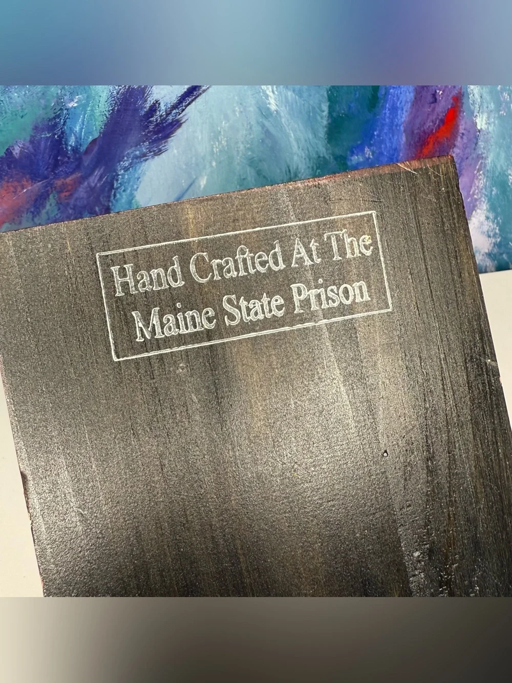 Wood Jewelry Box Marked Handcrafted at the Maine State Prison Trinket Box Red